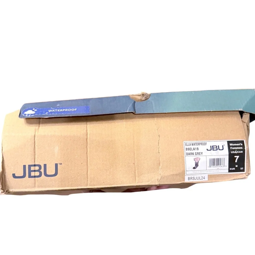 JBU by Jambu Ella Women 7 Dark Grey Waterproof Faux Fur Tall Winter Duck Boots